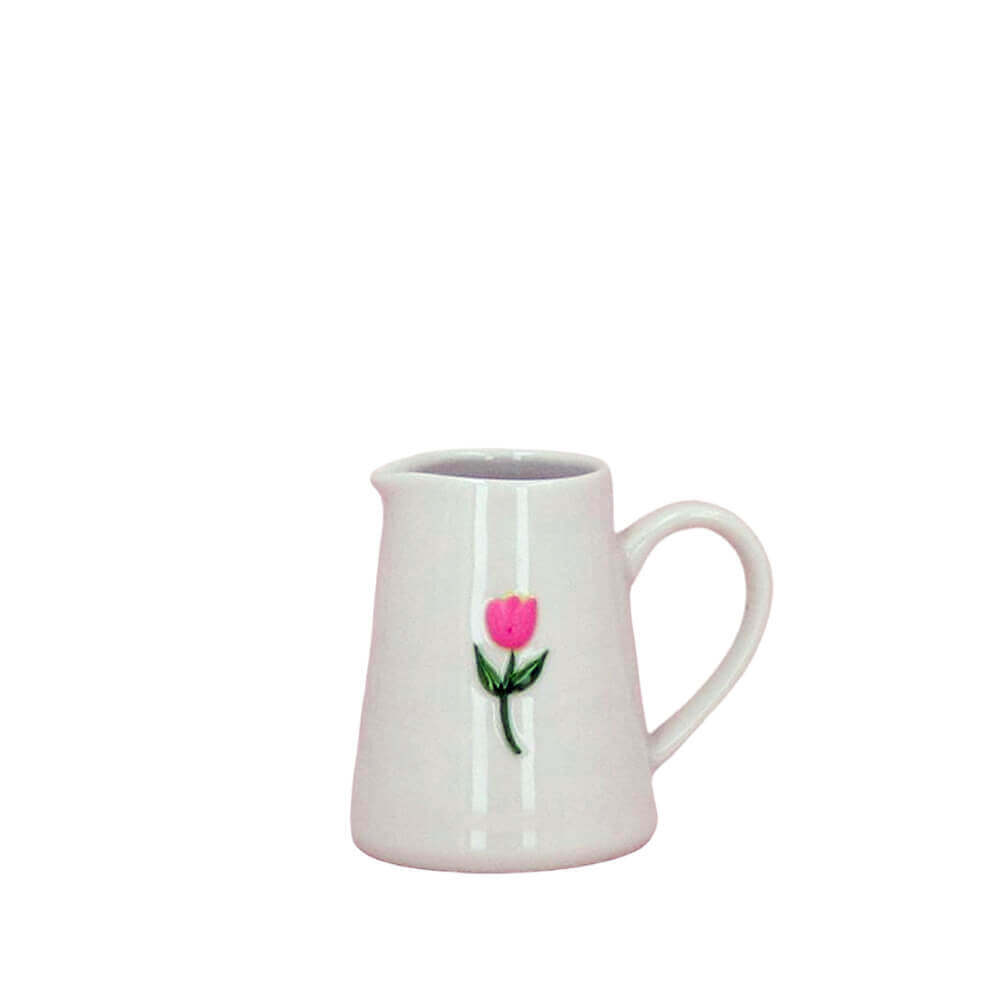 Gisela Graham Stoneware Mini Jug Embossed Pink Tulip